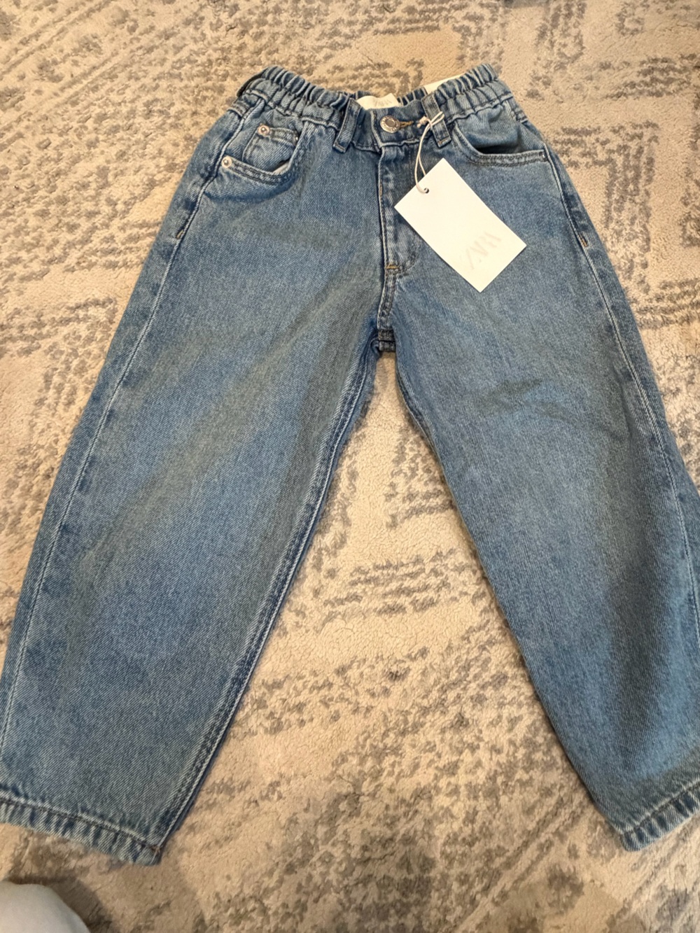 Zara Light Blue Elastic Waist Denim Jeans